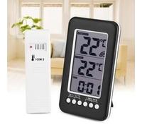 Thermomètre intérieur/extérieur sans fil - Télécommande - Horloge - Noir - ABS