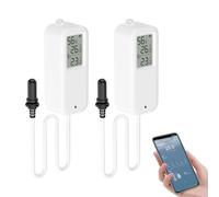 Thermometre Intérieur Exterieur, Wifi Thermomètre Connecté App Alarme, Exportation de Données Thermometre Frigo Moniteur, Convient pour Chambre, Aquarium, Réfrigérateur, Blanc avec écran 2 Pièce