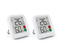 Thermomètre Intérieur Hygromètre Numérique température humidité domestique | Petit indicateur avec icônes de confort, outil pratique pour bureau, chambre et espaces intérieurs, Lot de 2