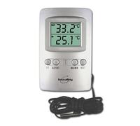Thermomètre électronique intérieur/extérieur avec fil et horloge
