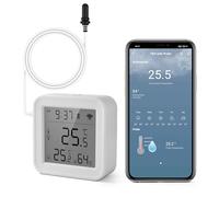 Thermometre Interieur, Smart Thermometre Frigo, App Monitor, Exportation Gratuite de Données ℉ / ℃, Hygrometre Wifi Pour Chambre de Bébé, Serre, Aquarium, Congelateur, Blanc 1 Pièce