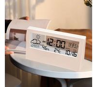 Thermomètre LED Thermo-hygromètre Multifonctionnel Électronique Température Humidité Mètre Station météo pour la maison avec réveil White
