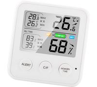 Thermomètre magnétique de haute précision Hygromètre numérique Thermo-Hygromètre avec écran LCD ��/�H commutable en tout temps/24 heures Température maximale minimale Humidité Fonction de rappel de co