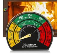 Thermomètre magnétique pour poêle à bois, pour tuyau de poêle, bûches de bois, cheminée, accessoires de poêle à bois, pour surveiller et optimiser l'efficacité du poêle