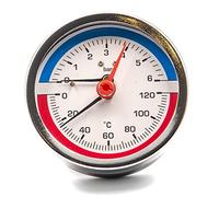 Thermomètre manomètre 4 bar, 0-120°C, Ø80mm, axial arrière - appareil combiné de mesure de pression et de température