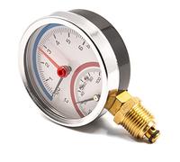 Thermomètre manomètre 6 bar, 0-120°C, Ø80mm, radial inférieur - appareil combiné de mesure de pression et de température