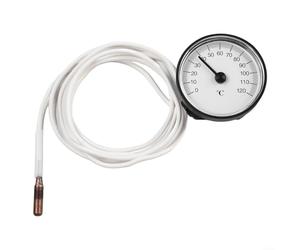 Thermomètre mécanique à expansion avec capillaire flexible de 144 cm et sonde en laiton pour mesure de 0 à 120 degrés Celsius sans piles (0-120 degrés)