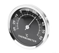 Thermomètre mécanique pour intérieur et extérieur - Thermomètre analogique de voiture avec cadran transparent, coque en alliage d'aluminium de 58 mm, -3