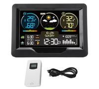 Thermomètre météorologique numérique à écran couleur, moniteur sans fil de température et d’humidité, station météo intérieure et extérieure avec horloge du lever et du coucher du