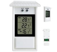 Thermomètre Min Max Thermomètre numérique mural haut et bas Fonction de mémoire Serre résistante aux intempéries avec crochet à trou pour intérieur et extérieur.