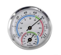 Thermomètre mural hygromètre hygromètre mural en aluminium de haute précision -20 ~ + 48,9 °C sans pile nécessaire, analogique intérieur et extérieur (argenté)