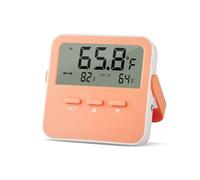 Thermomètre numérique à grand écran avec haute basse température, convient pour l'intérieur et l'extérieur, avec aimant, support et crochet pour une installation flexible (orange)