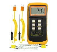 Thermomètre numérique à thermocouple de type K (-50~1300°C) avec double canal 4 thermocouples (filaire et acier inoxydable) Testeur de température portatif de haute précision