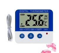 Thermomètre Numérique Alarme Haute Basse Intérieur Extérieur C601 | Usage la Cuisine, Affichage de Température, Unité Commutable, Boîtier ABS Bleu, Mode Intérieur Extérieur