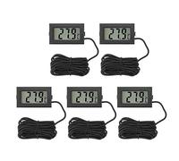 Thermomètre Numérique D'Aquarium avec Sonde, 5 Pièces Thermomètre Frigo Digital Étanche avec 2m Câble, Thermomètre ExtéRieur Interieur avec Sonde Externe, pour Réfrigérateur Congélateur Aquarium