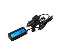 Thermomètre numérique LCD 2 V pour voiture, jauge de température intérieure et extérieure, avec sonde de capteur, écran bleu pour la surveillance du tableau de bord de véhicule (bleu)