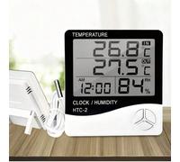 Thermomètre numérique LCD Hygromètre HTC-2, Station météo avec température et humidité intérieure et extérieure avec horloge HTC-2ABS
