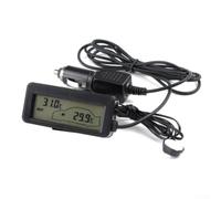 Thermomètre numérique LCD pour voiture 12 V pour intérieur et extérieur avec minuteur électronique écran LED bleu support de base réglable pour ruban adhésif double face pour montage sur tableau de