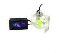 Thermomètre numérique LED combiné avec débitmètre à trois voies pour systèmes de refroidissement par eau, avec sonde et câble de 50 cm pour une mesure précise de la température et du débit (pointeur