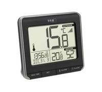 TFA Dostmann Thermomètre numérique radiopiloté PRIO 30.3069.01 – Intérieur/extérieur sans fil, émetteur extérieur, date et jour (français) – Noir/Blanc