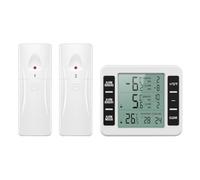 Thermomètre numérique sans fil pour congélateur avec 2 télécommandes, de -40 °C à 140 °C, IP44, thermomètre de réfrigérateur avec 2 capteurs, alimenté par batterie, alarme de réfrigérateur sans fil