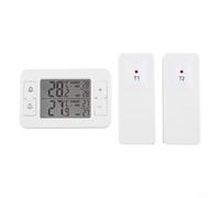 Thermomètre numérique sans fil pour intérieur et extérieur, double capteur de température pour réfrigérateur, congélateur, cave à vin, camping-car, plage de mesure -40 °C à 60 °C, alarme personnalisée