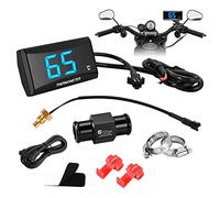Thermomètre Numérique Universel pour Moto avec 18/22mm Adapter, affichage numérique capteur de température, LED Adaptateur Capteur de Température de Sonde en Métal Étanche pour KOSO(22MM-BLUE)