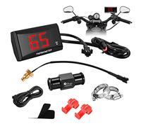 Thermomètre Numérique Universel pour Moto avec 18/22mm Adapter, affichage numérique capteur de température, LED Adaptateur Capteur de Température de Sonde en Métal Étanche pour KOSO(18MM-RED)