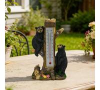 Thermomètre ours en résine pour décoration de cour et affichage intérieur avec jauge de température fonctionnelle et aspect rustique traditionnel