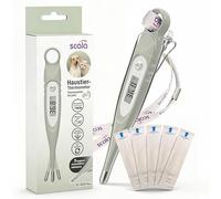 Thermomètre pour animaux de compagnie SC 1505 flex avec embout flexible pour une mesure particulièrement douce, y compris 5 housses de protection hygiéniques et boucle de fixation