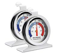 Thermomètre pour réfrigérateur, INRIGOROUS Pack de 2 Thermomètre pour réfrigérateur/congélateur à cadran en acier inoxydable avec crochet de suspension et support rétractable