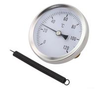 Thermomètre pour tuyau, 0-120 °C 63 mm bimétal avec ressort de fixation pour système de chauffage et surveillance des chaudières