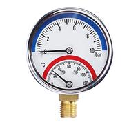 Thermomètre professionnel de température et manomètre jusqu'à 120 °C et filetage 10 G1/4 pour chauffage au sol
