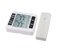 Thermomètre radio intérieur extérieur écran LCD min max mémoire (1 capteur) | Plage de mesure de -40 à 60 °C, alarme sonore en cas de valeurs limites, mémoire min/max, affichage LCD clair