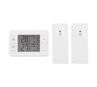 Thermomètre sans fil avec deux capteurs pour surveiller la température intérieure et extérieure - Portée de 100 m - Fonction d'alarme personnalisable pour réfrigérateur, congélateur, camping-car