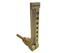 Thermomètre série Chantier en verre rond moyen modèle équerre boitier aluminium couleur doré plongeur 63mm 15x21 -30/+50