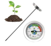 Thermomètre Sol - Sonde Compost Acier Inoxydable 20CM avec Cadran 50mm | Testeur Jardin Profondeur De Pénétration pour Suivi Sol Compost | Outil Jardinage Extérieur Facile À Lire