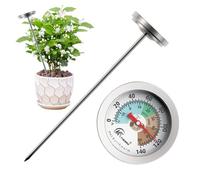 Thermomètre Sol - Sonde Compost Acier Inoxydable 20CM avec Cadran 50mm | Testeur Jardin Profondeur De Pénétration pour Suivi Sol Compost | Outil Jardinage Extérieur Facile À Lire