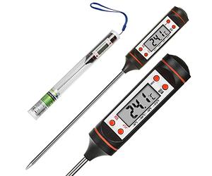 Thermomètre sonde pour aliments longueur de sonde 15 cm GreenBlue | Plage de température -50 degrés C à +300 degrés C précision 0,1 degrés C Arrêt automatique après 10 minutes