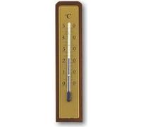 TFA Dostmann 12.1009 Thermomètre d'intérieur analogique en noyer haute précision pour maison, cave, garage, température intérieure, hauteur 13,3 cm, marron