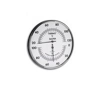 Thermomètre Thermohygromètre de sauna analogique avec anneau métallique 40.1032 argent/blanc