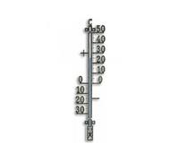 TFA Dostmann Thermomètre analogique d'extérieur, 12.5002.50, résistant aux intempéries, température extérieure, Vieil étain, thermomètre d'extérieur, Gris