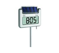 TFA Dostmann Thermomètre de jardin numérique Avenue Plus, 30.2030.54, mesure de la température extérieure, thermomètre pour balcon, terrasse, avec éclairage solaire, argenté