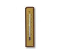 TFA Dostmann 12.1009 Thermomètre d'intérieur analogique en noyer haute précision pour maison, cave, garage, température intérieure, hauteur 13,3 cm, marron