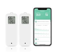 Thermometre Wifi, Hygrometre Connecté avec Alarme Intelligente, Stockage Exportation Gratuite de Données et Fonctions D'étalonnage, Compatible avec Smart Life, 2 Pièce avec écran