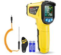 Thermomètres à Infrarouges MESTEK Laser Numérique Thermometre Infrarouge et Sonde Pistolet Température IR Sans Contact -50°C to 800°C Ecran LCD Alarme et Émissivité Réglable pour Cuisine Industrial