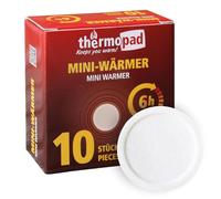 THERMOPAD Lot de 10 mini chaufferettes de 6 cm de diamètre - Utilisable comme chauffe-bonnets, chauffe-gants - Chaleur ponctuelle pour jusqu'à 6 heures de chaleur