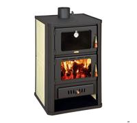 Thermopoêle à bois avec four PRITY FG W15 - 19,4 kW, Noir Graphite, Classe A, avec chaudière intégrée de 18 L