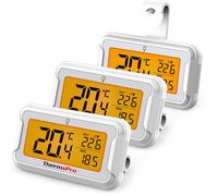 ThermoPro Lot de 3 thermomètres numériques pour réfrigérateur - Avec grand écran LCD et rétroéclairage - Enregistrement max/min - Avec options magnétiques et support