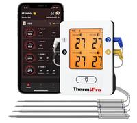 ThermoPro TempPro TP25 Thermomètre à Viande Sans Fil Bluetooth Numérique Thermomètre pour Cuisson au Four avec 4 Sondes de Température pour Aliments pour Griller Thermomètre de Fumeur Rechargeable